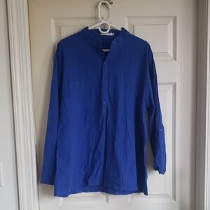 MISSLOOK Men's Mandarin Collar Shirt Jacket in Cobalt Blue